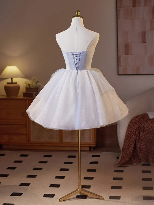 Cute Tulle Short Sweetheart Off Shoulder Party Dress, Tulle Homecoming Dress